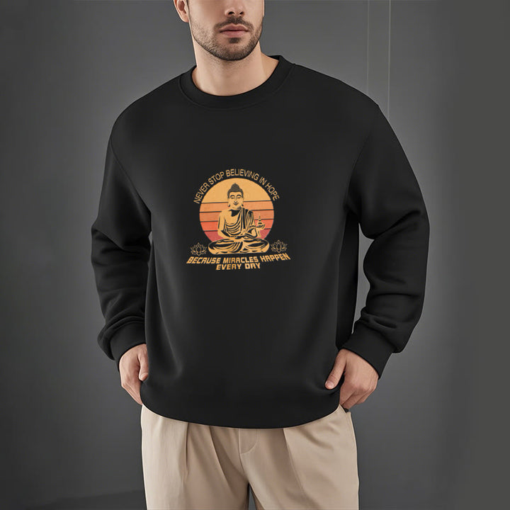 Sweat-shirt en polyester doublé polaire Buddha Stones Never Stop Believe In Hope