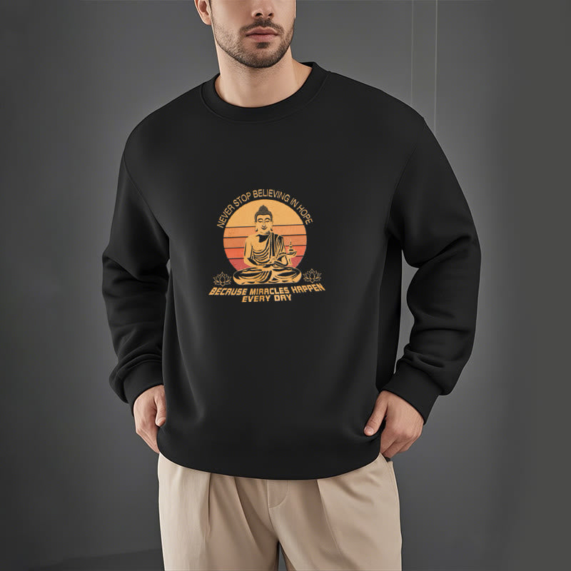 Sweat-shirt en polyester doublé polaire Buddha Stones Never Stop Believe In Hope