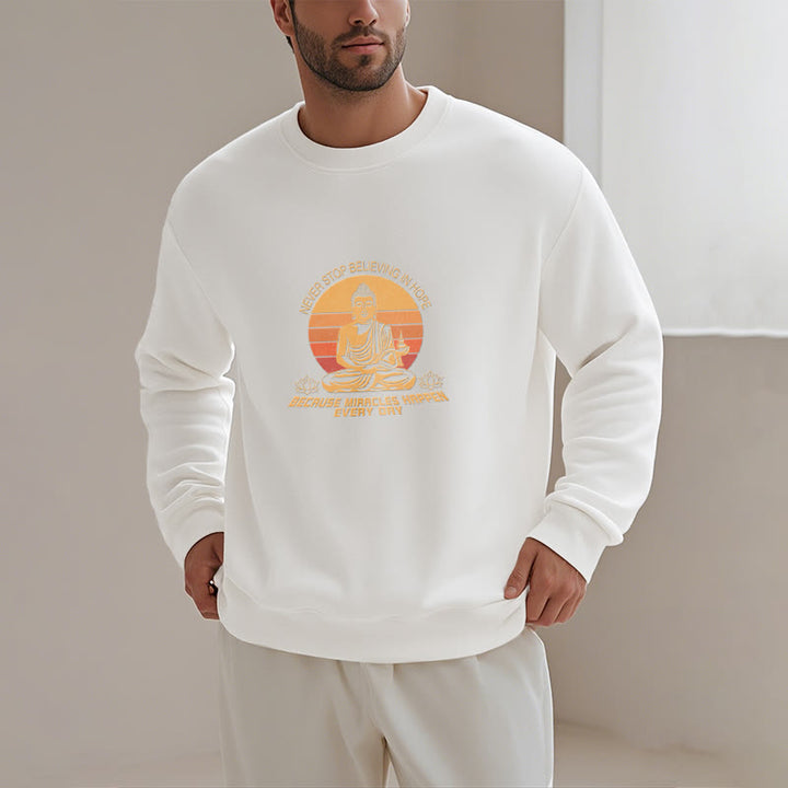 Sweat-shirt en polyester doublé polaire Buddha Stones Never Stop Believe In Hope