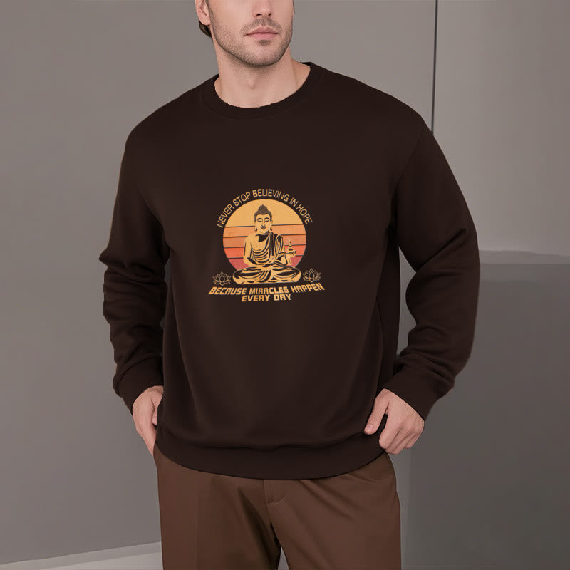 Sweat-shirt en polyester doublé polaire Buddha Stones Never Stop Believe In Hope