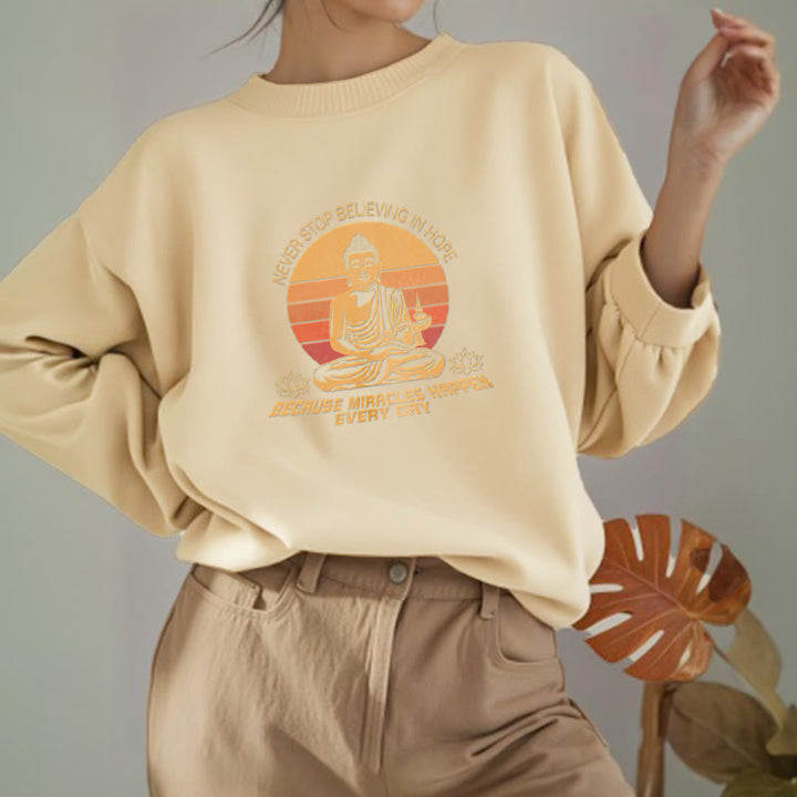 Sweat-shirt en polyester doublé polaire Buddha Stones Never Stop Believe In Hope