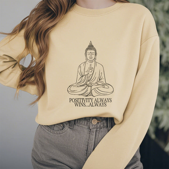 Sweat-shirt en polyester doublé polaire Buddha Stones Positivity Always Wins
