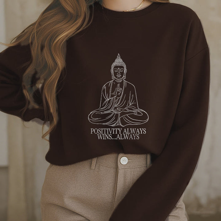 Sweat-shirt en polyester doublé polaire Buddha Stones Positivity Always Wins