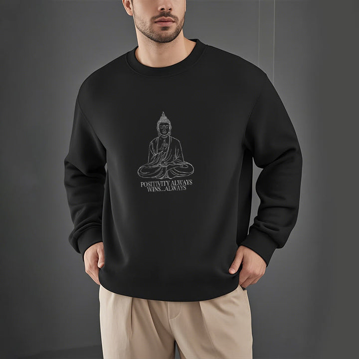 Sweat-shirt en polyester doublé polaire Buddha Stones Positivity Always Wins