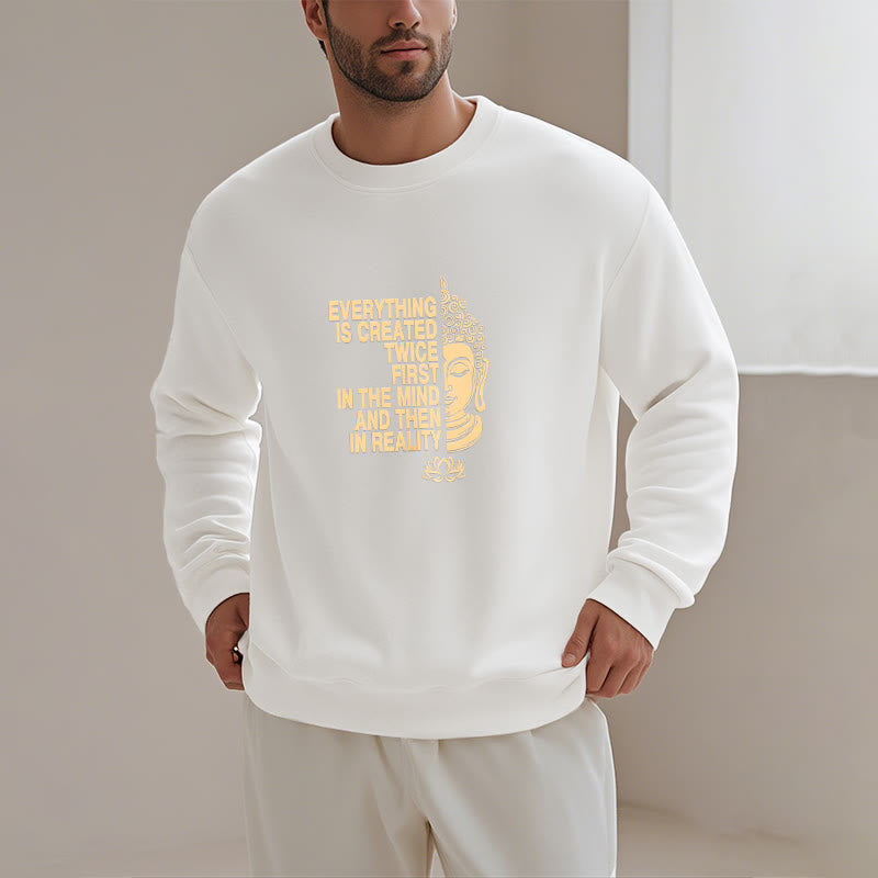 Sweat-shirt en polyester doublé polaire Buddha Stones Everything Is Created Twice