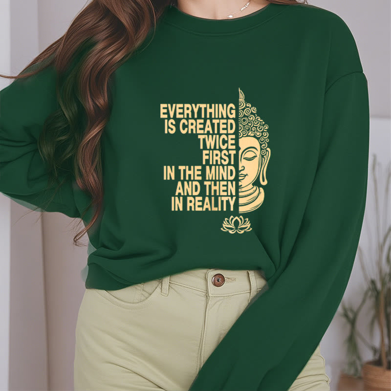 Sweat-shirt en polyester doublé polaire Buddha Stones Everything Is Created Twice