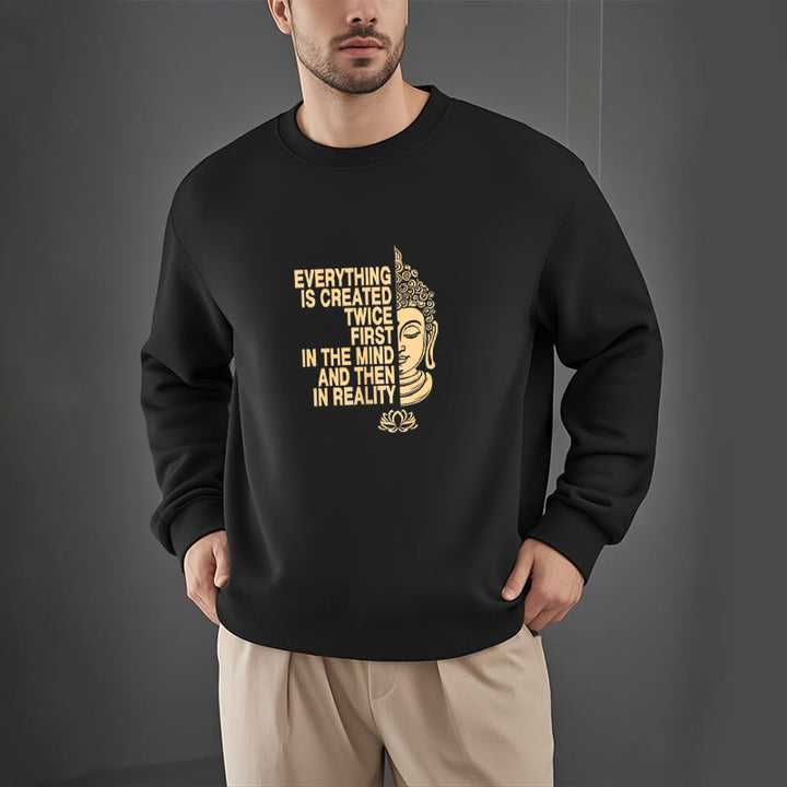 Sweat-shirt en polyester doublé polaire Buddha Stones Everything Is Created Twice