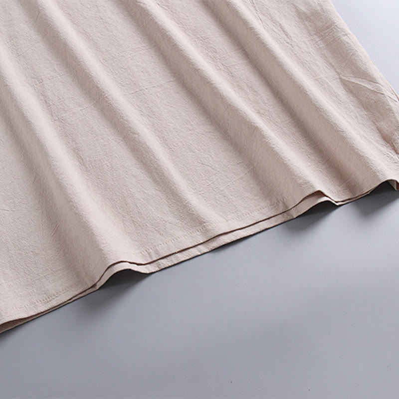 T-shirt ample pour homme Buddha Stones , couleur unie, manches courtes, col en V, chemise en lin respirante - image 8