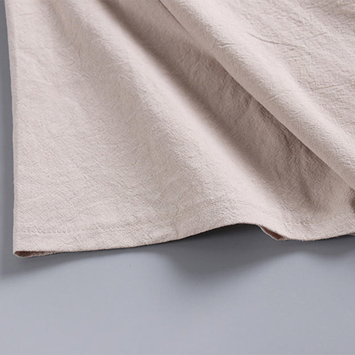 T-shirt ample pour homme Buddha Stones , couleur unie, manches courtes, col en V, chemise en lin respirante - image 11