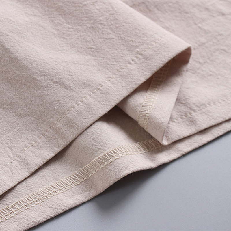 T-shirt ample pour homme Buddha Stones , couleur unie, manches courtes, col en V, chemise en lin respirante - image 10