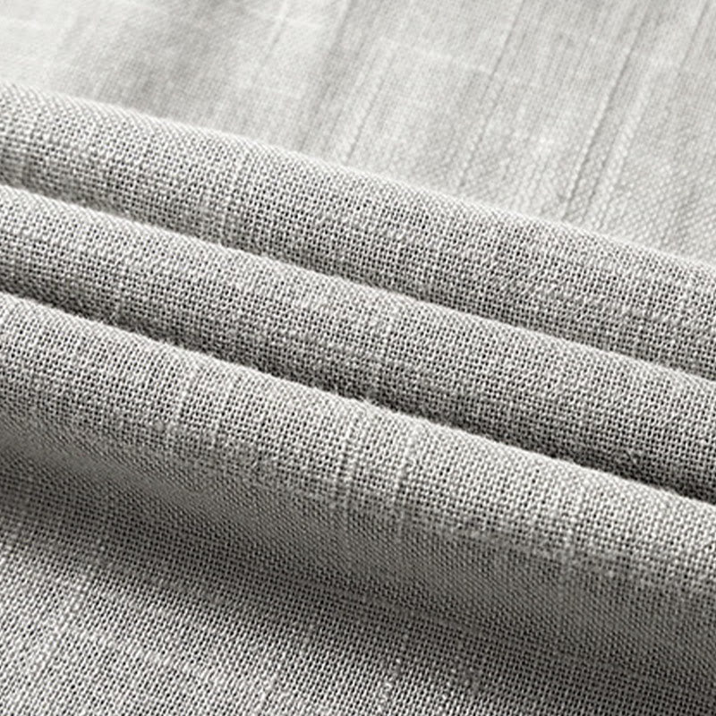 Chemise ample pour homme Buddha Stones, couleur unie, col cranté, manches courtes, confortable, bouton, chemise en coton et lin respirant - image 14