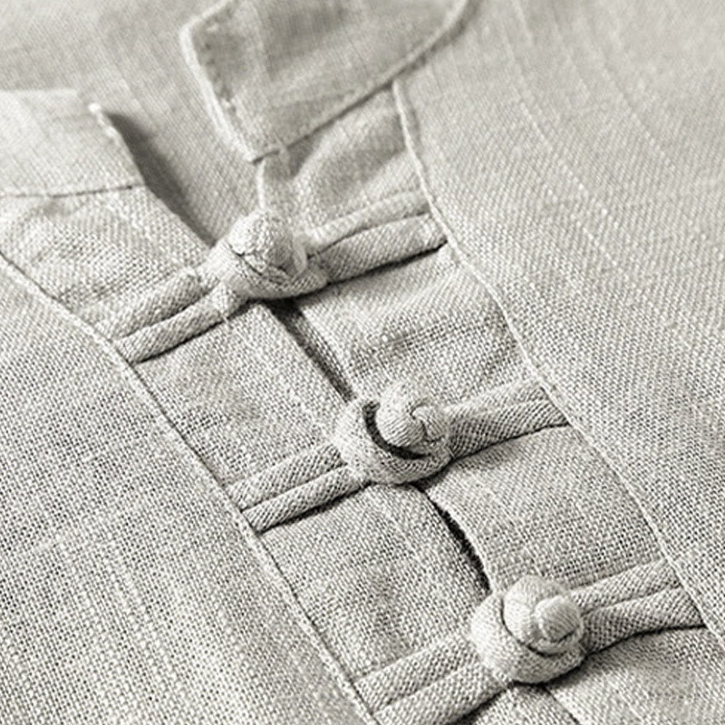 Chemise ample pour homme Buddha Stones, couleur unie, col cranté, manches courtes, confortable, bouton, chemise en coton et lin respirant - image 8