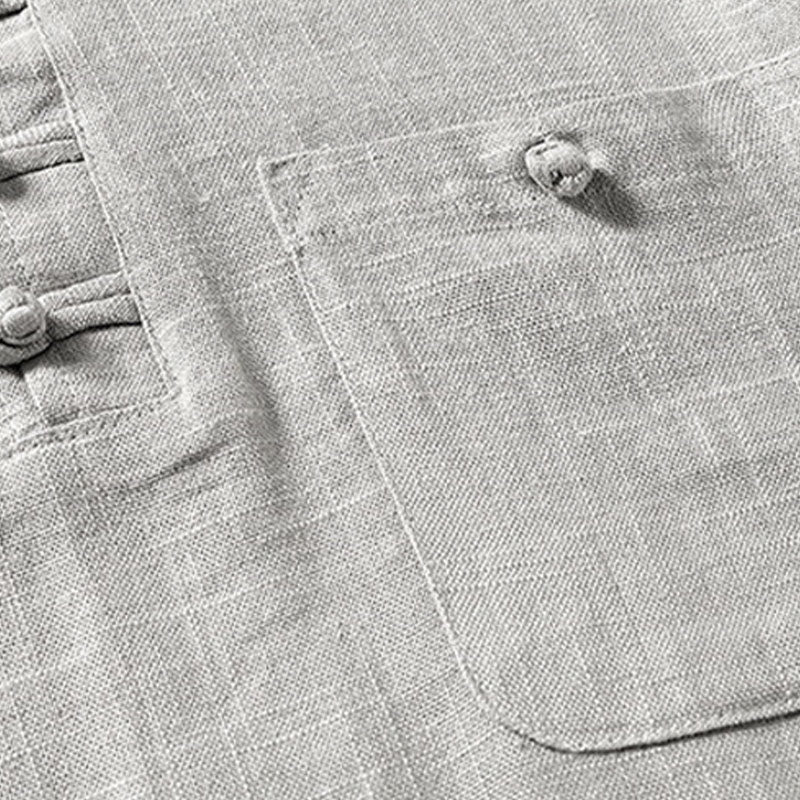 Chemise ample pour homme Buddha Stones, couleur unie, col cranté, manches courtes, confortable, bouton, chemise en coton et lin respirant - image 10