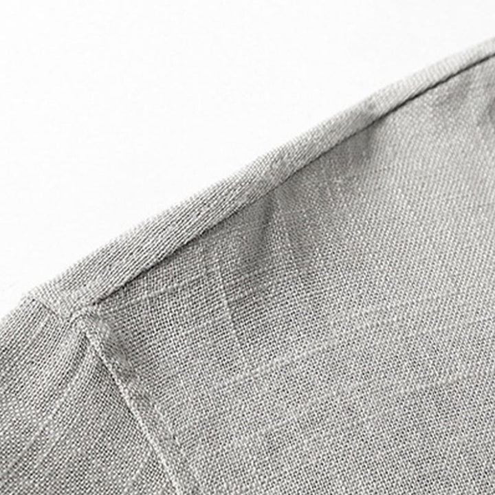 Chemise ample pour homme Buddha Stones, couleur unie, col cranté, manches courtes, confortable, bouton, chemise en coton et lin respirant - image 9