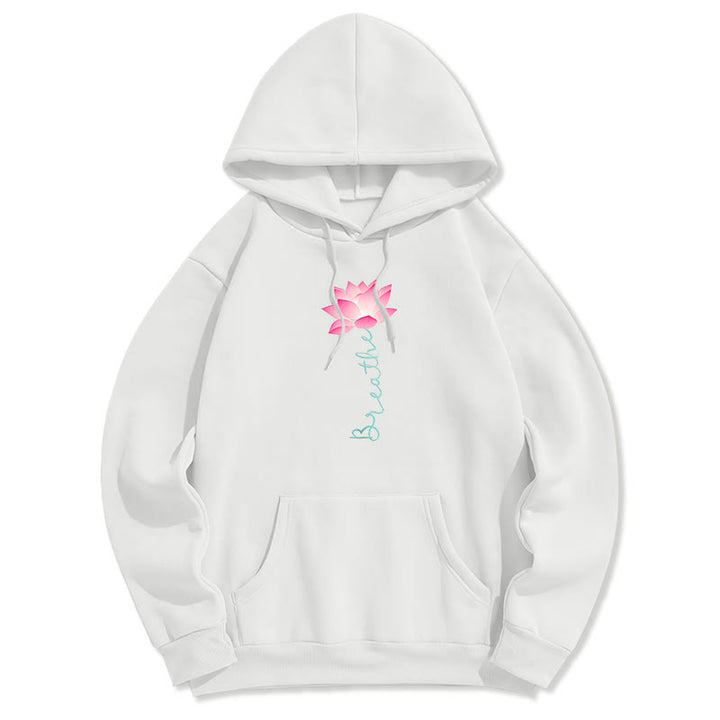 Sweat à capuche en polyester doublé Buddha Stones BREATHE Lotus