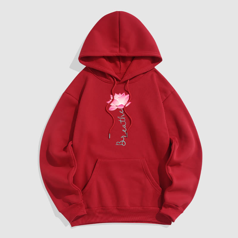 Sweat à capuche en polyester doublé Buddha Stones BREATHE Lotus