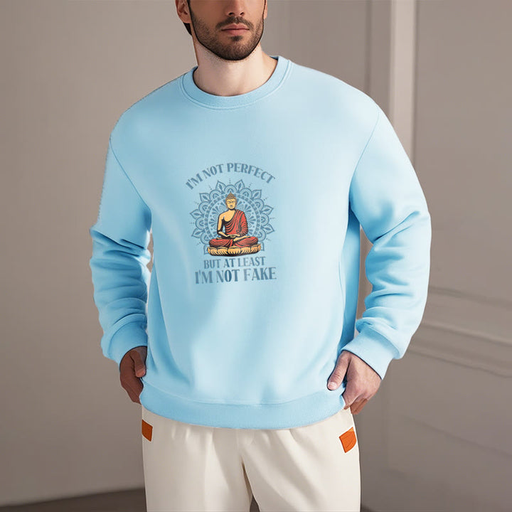 Sweat-shirt à col rond doublé polaire Buddha Stones I AM NOT PERFECT