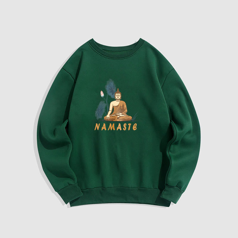 Sweat-shirt doublé Buddha Stones NAMASTE Buddha Lotus Leaf
