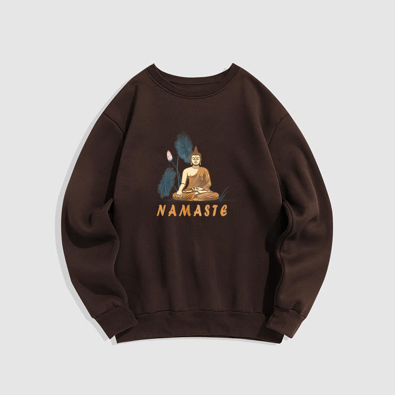 Sweat-shirt doublé Buddha Stones NAMASTE Buddha Lotus Leaf
