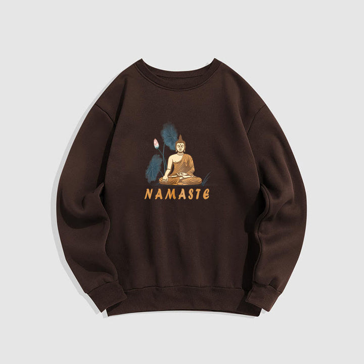 Sweat-shirt doublé Buddha Stones NAMASTE Buddha Lotus Leaf