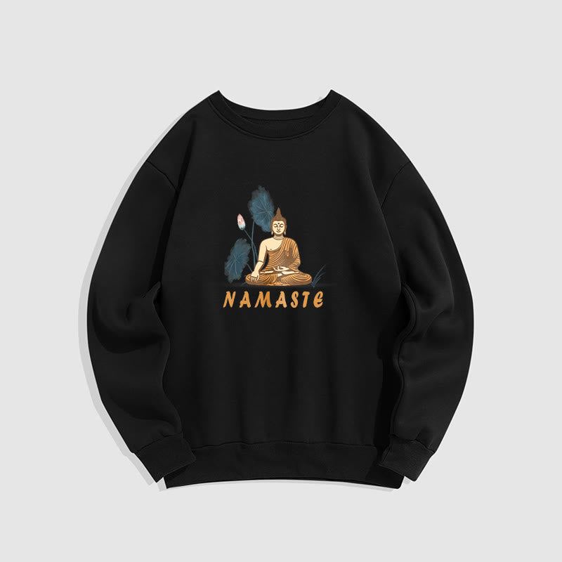 Sweat-shirt doublé Buddha Stones NAMASTE Buddha Lotus Leaf