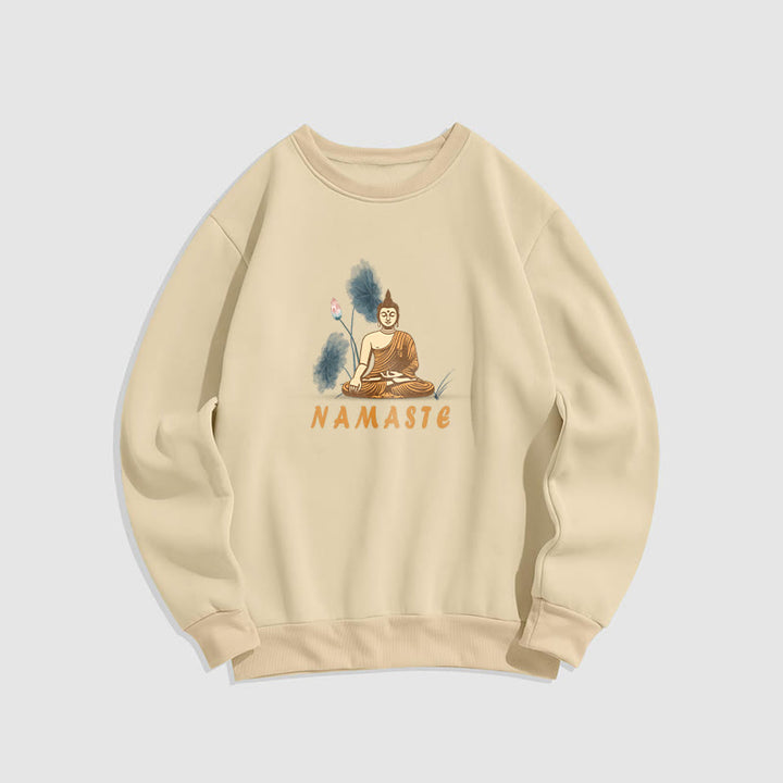 Sweat-shirt doublé Buddha Stones NAMASTE Buddha Lotus Leaf