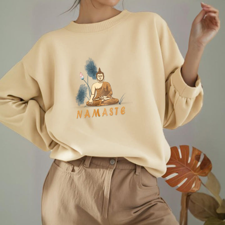 Sweat-shirt doublé Buddha Stones NAMASTE Buddha Lotus Leaf