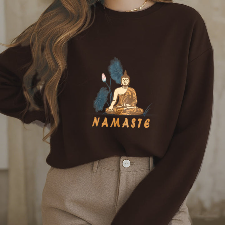 Sweat-shirt doublé Buddha Stones NAMASTE Buddha Lotus Leaf