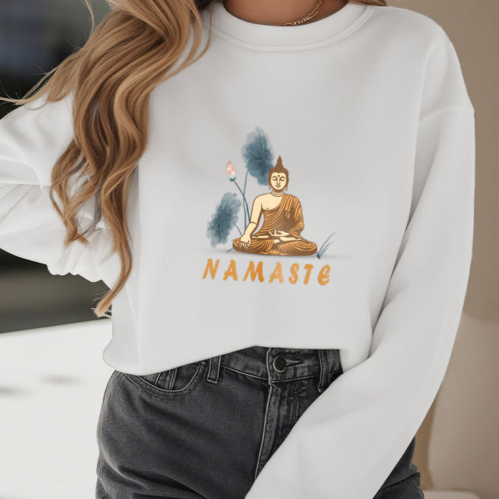 Sweat-shirt doublé Buddha Stones NAMASTE Buddha Lotus Leaf