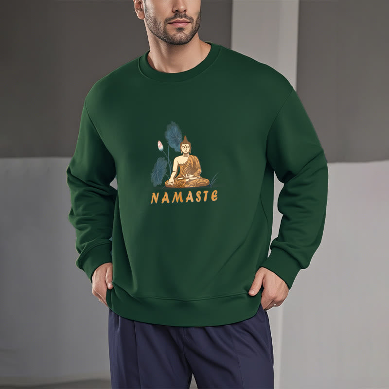 Sweat-shirt doublé Buddha Stones NAMASTE Buddha Lotus Leaf