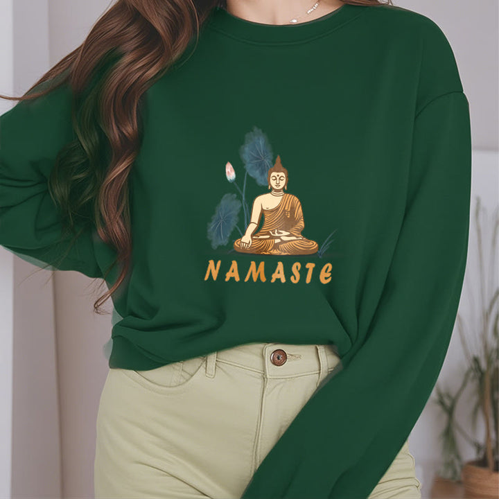 Sweat-shirt doublé Buddha Stones NAMASTE Buddha Lotus Leaf