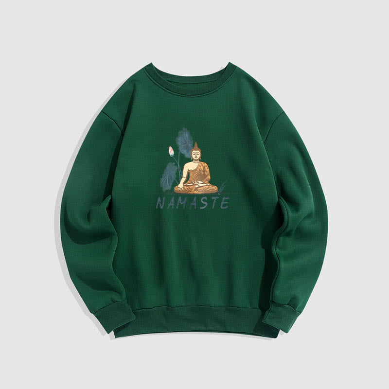 Sweat-shirt doublé Buddha Stones NAMASTE Buddha Lotus Leaf