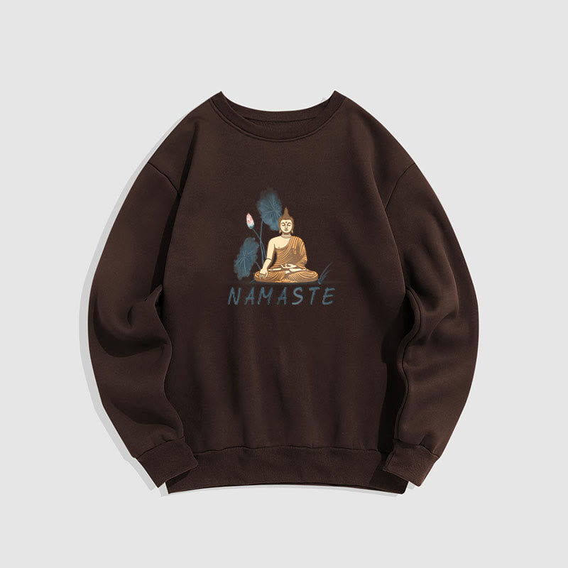 Sweat-shirt doublé Buddha Stones NAMASTE Buddha Lotus Leaf