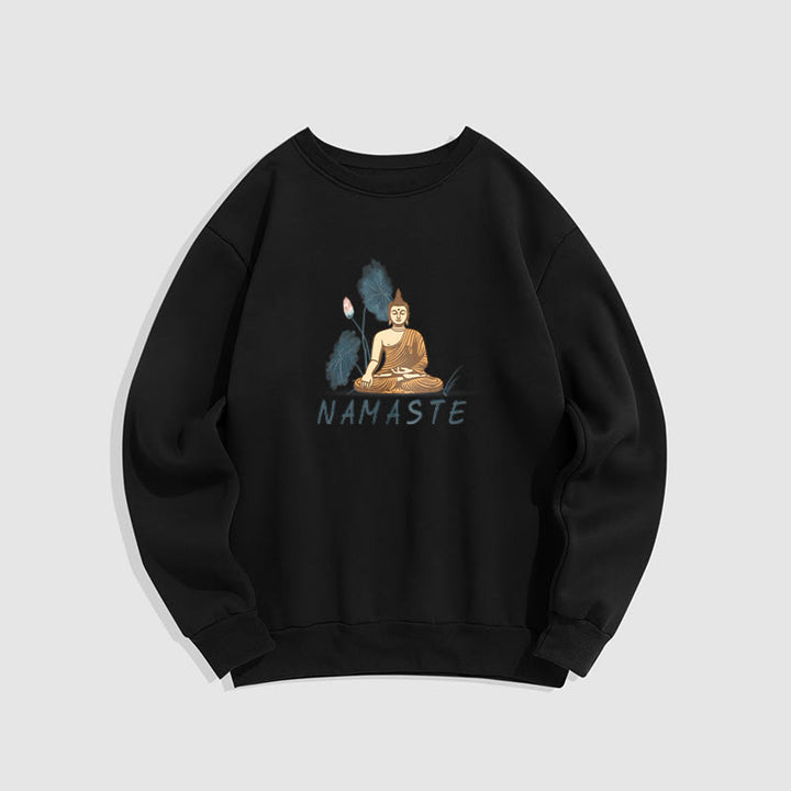 Sweat-shirt doublé Buddha Stones NAMASTE Buddha Lotus Leaf