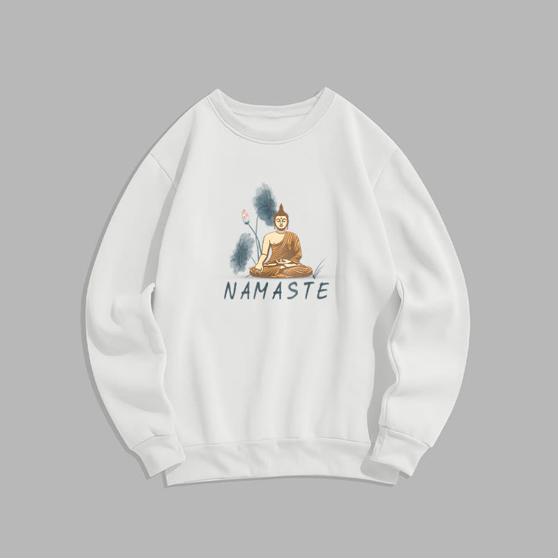 Sweat-shirt doublé Buddha Stones NAMASTE Buddha Lotus Leaf