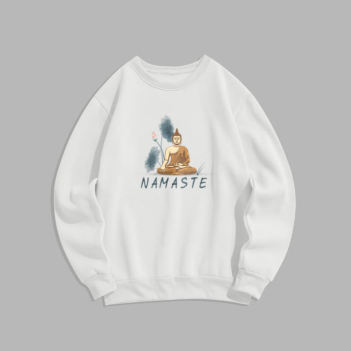 Sweat-shirt doublé Buddha Stones NAMASTE Buddha Lotus Leaf