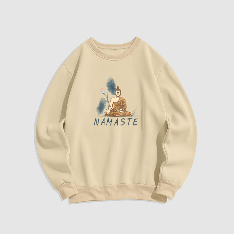 Sweat-shirt doublé Buddha Stones NAMASTE Buddha Lotus Leaf