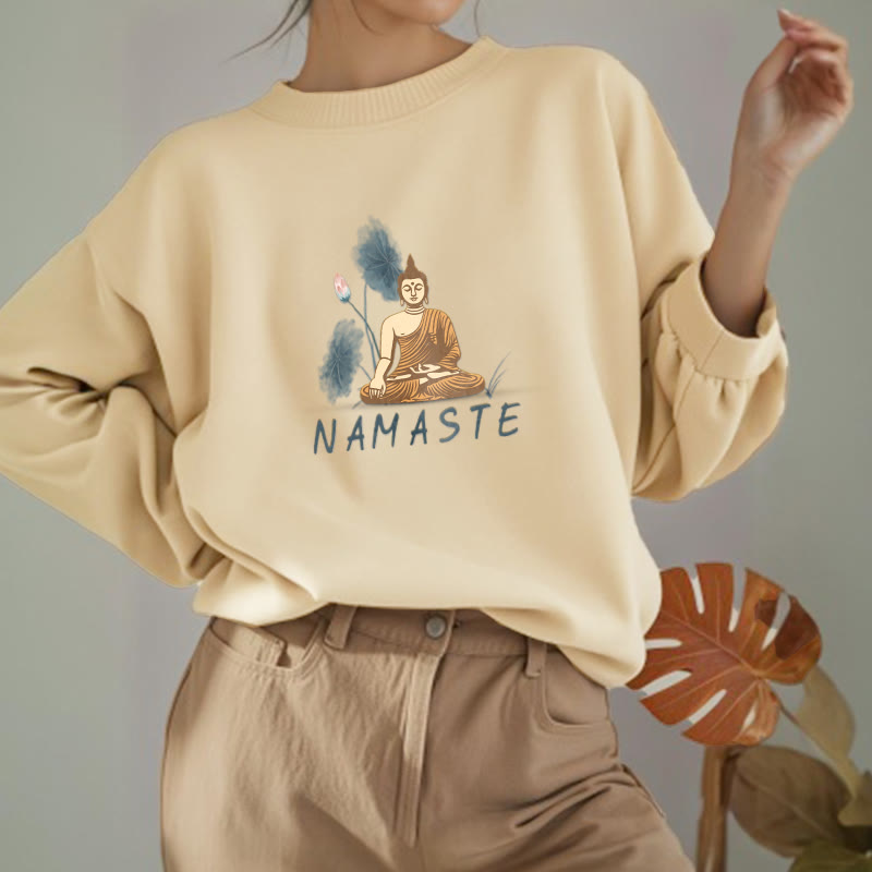 Sweat-shirt doublé Buddha Stones NAMASTE Buddha Lotus Leaf