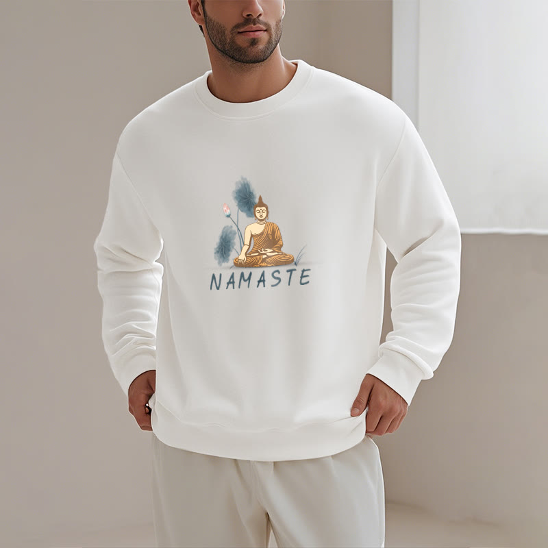 Sweat-shirt doublé Buddha Stones NAMASTE Buddha Lotus Leaf
