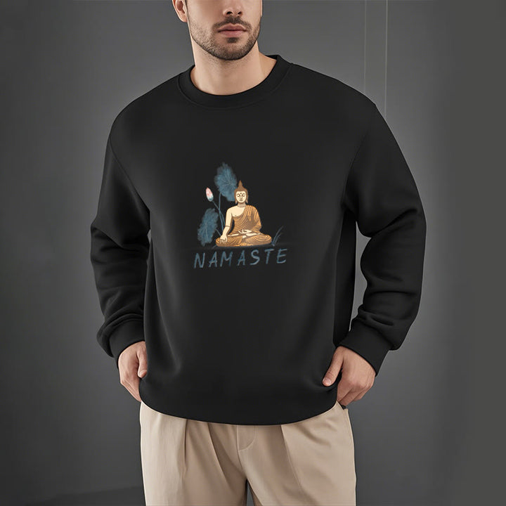 Sweat-shirt doublé Buddha Stones NAMASTE Buddha Lotus Leaf