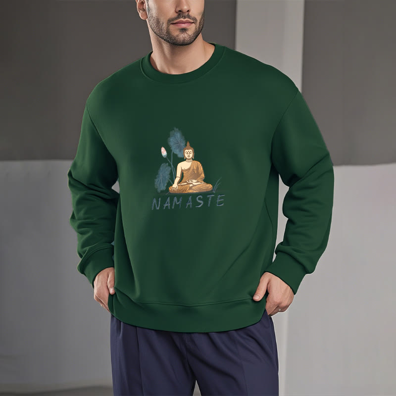 Sweat-shirt doublé Buddha Stones NAMASTE Buddha Lotus Leaf