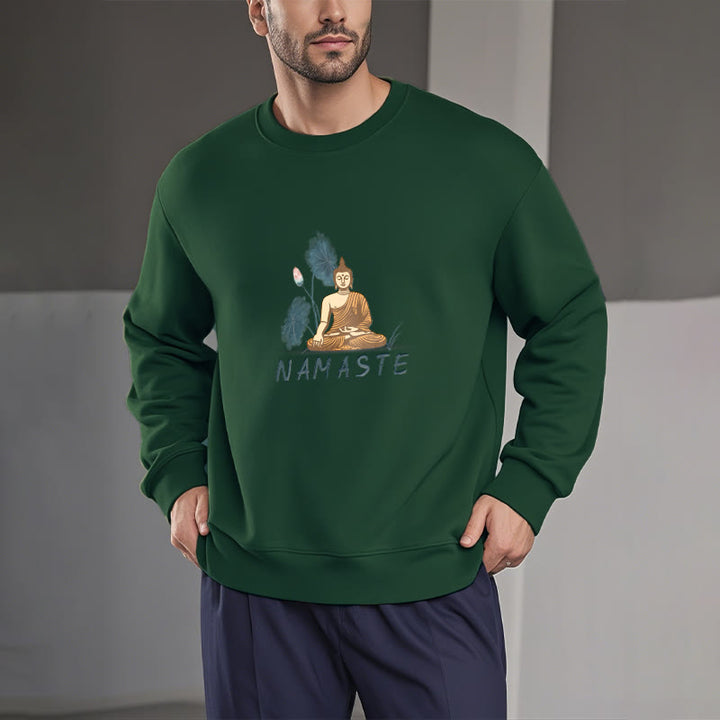 Sweat-shirt doublé Buddha Stones NAMASTE Buddha Lotus Leaf