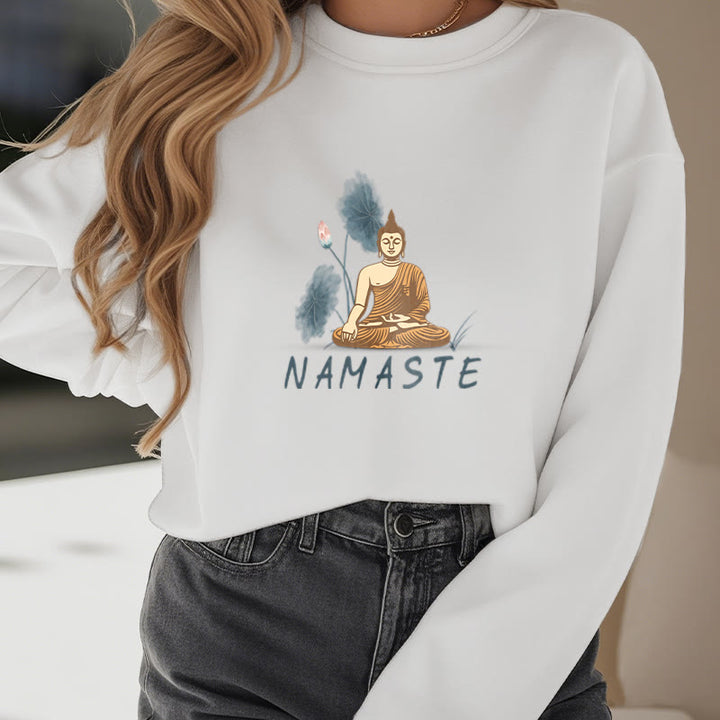 Sweat-shirt doublé Buddha Stones NAMASTE Buddha Lotus Leaf