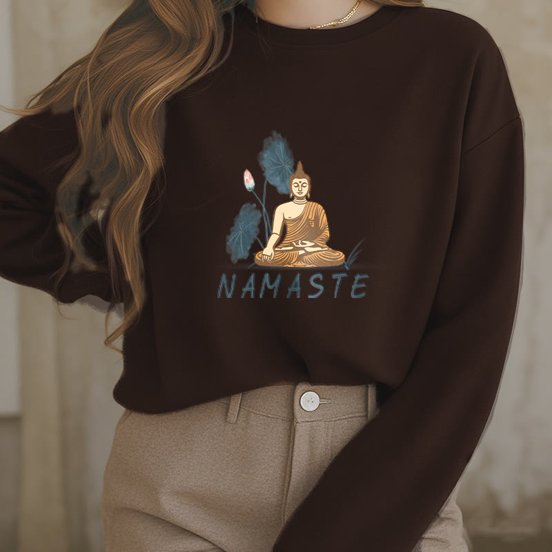 Sweat-shirt doublé Buddha Stones NAMASTE Buddha Lotus Leaf