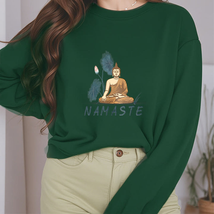 Sweat-shirt doublé Buddha Stones NAMASTE Buddha Lotus Leaf