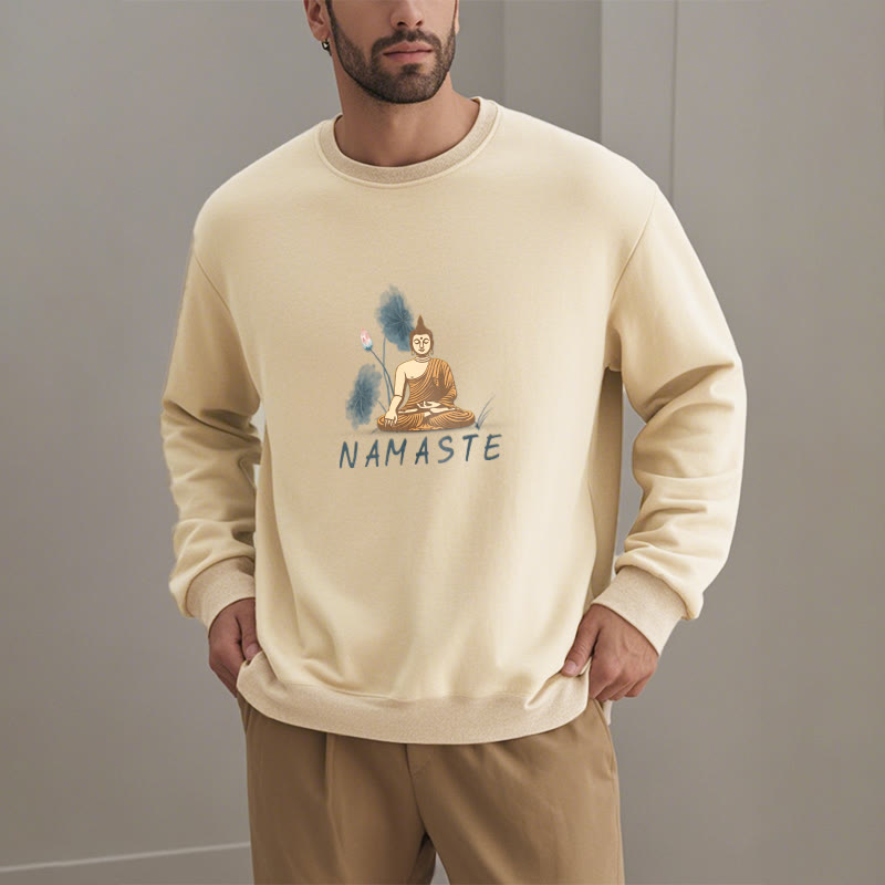 Sweat-shirt doublé Buddha Stones NAMASTE Buddha Lotus Leaf