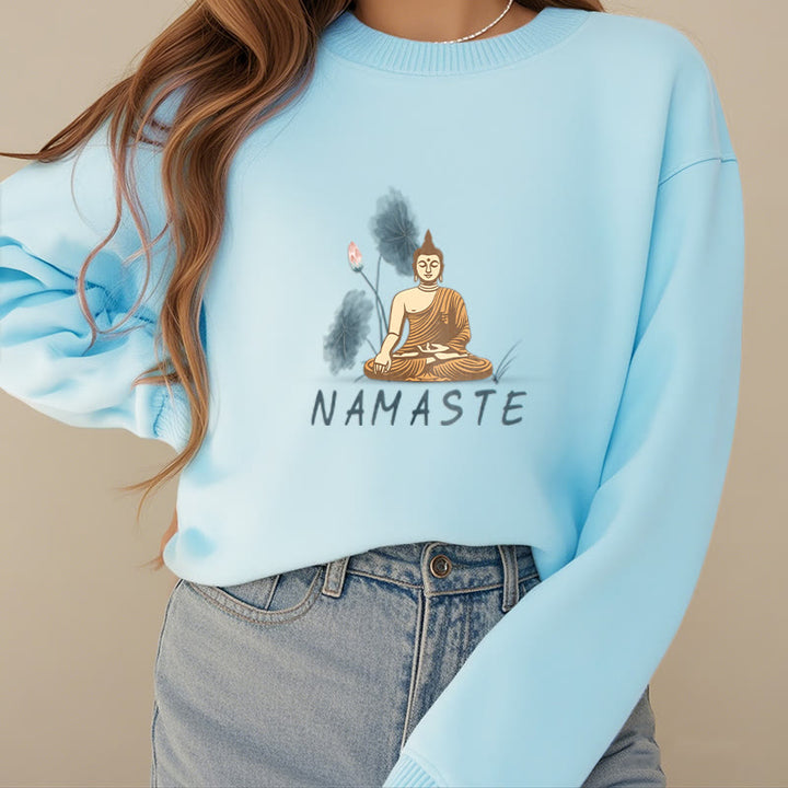 Sweat-shirt doublé Buddha Stones NAMASTE Buddha Lotus Leaf