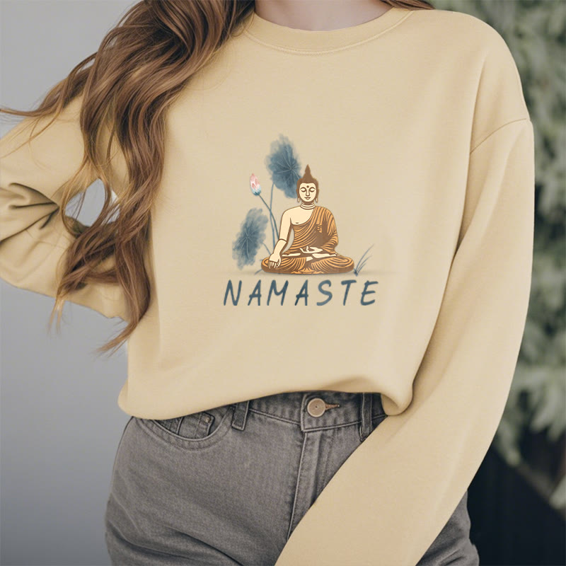 Sweat-shirt doublé Buddha Stones NAMASTE Buddha Lotus Leaf