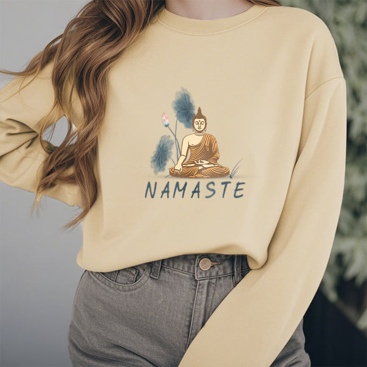 Sweat-shirt doublé Buddha Stones NAMASTE Buddha Lotus Leaf