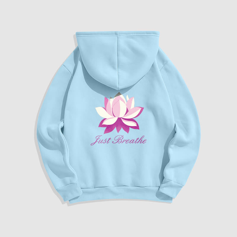 Sweat à capuche en polyester doublé polaire Buddha Stones Lotus Just Breathe